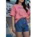 Solid Raw Hem Short Jeans